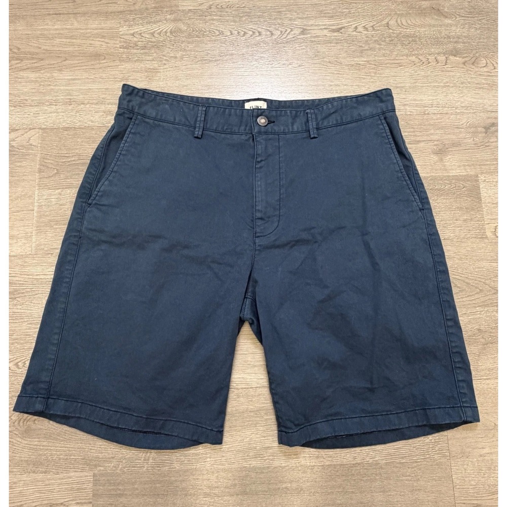 Flint And Tinder 365 Chino Shorts Mens 34 Blue Washed Stretch Casual 9 Inseam